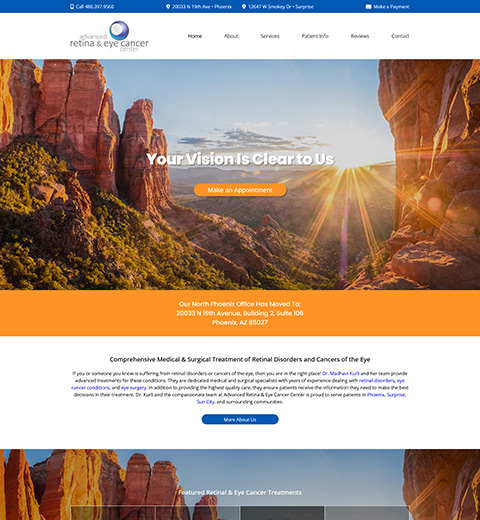 Advanced Retina Eye Cancer Center Website Design