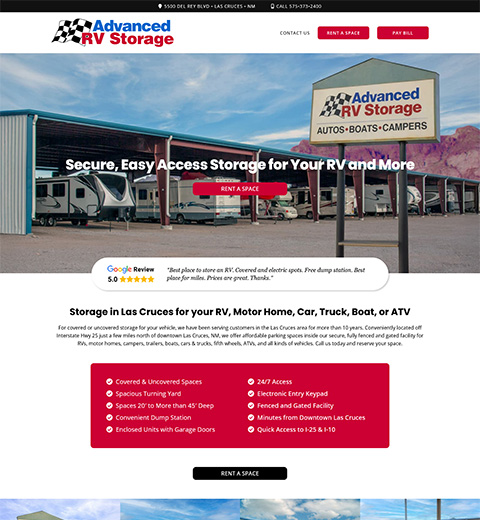 Las Cruces RV Storage Website Design