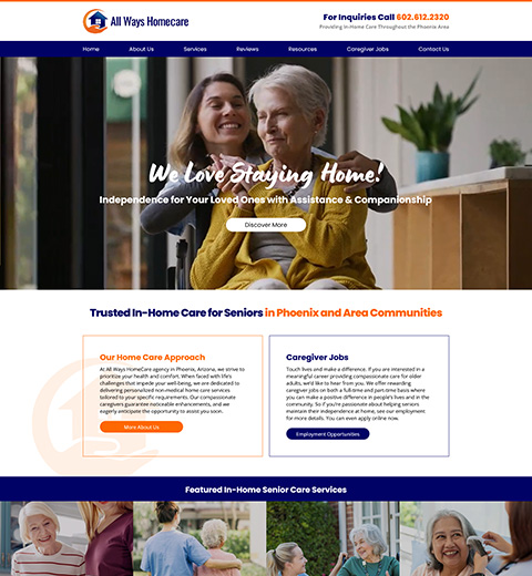 Website design for caregiver service in Phoenix