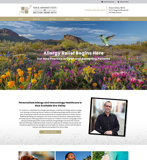 Website design for Allergist in Tucson, AZ