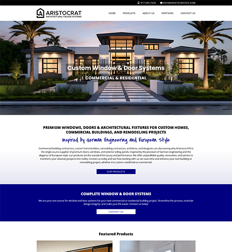Website for custom window and door supplier in Phoenix